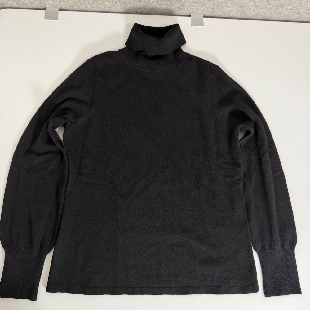 Ann Taylor Cashmere Turtleneck Sweater Black Long Sleeve Petite Large LP